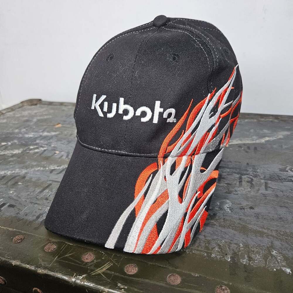 Kubota Black And Orange Flame Baseball Cap Hat